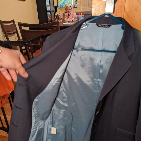 Tailored Sportsman Show Hunt Coat Navy pinstripe 8R - Picture 4 of 4